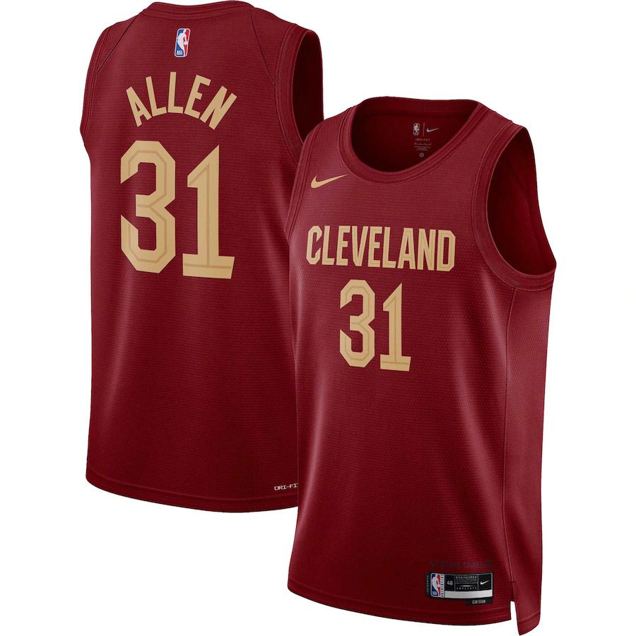 Men Cleveland Cavaliers 31 Jarrett Allen Nike Wine Icon Edition 2022-23 Swingman NBA Jersey